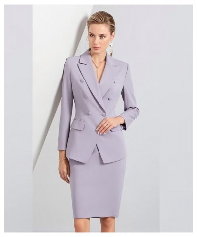 Women's Business Suit 2 Piece Long Sleeve Skirt Suit Set Lady Blazer Solid Slim Fit Jacket Skirt Blue $31.68 Suits