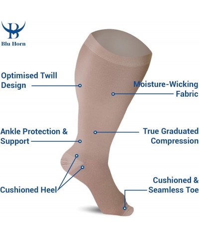 Knee High Compression Socks 15-20 mmHg XX-Large Beige $8.80 Activewear