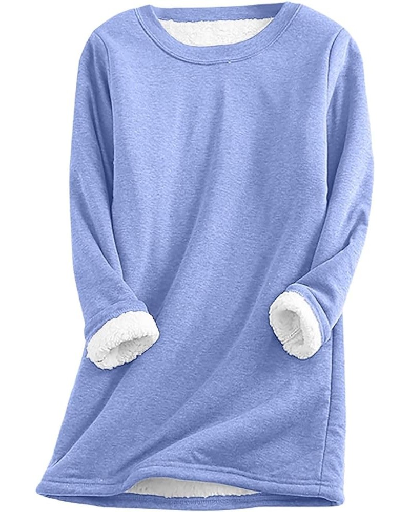 Yes I'm Still Freezing Me Womens Winter Warm Sherpa Fleece Lined Tunic Tops Long Sleeve Sweatshirt Pullover Sweater Blue-3 $1...