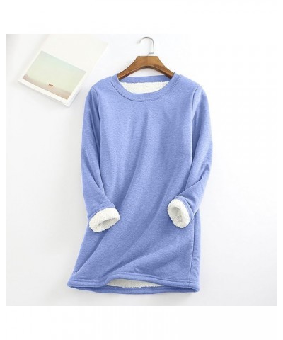 Yes I'm Still Freezing Me Womens Winter Warm Sherpa Fleece Lined Tunic Tops Long Sleeve Sweatshirt Pullover Sweater Blue-3 $1...