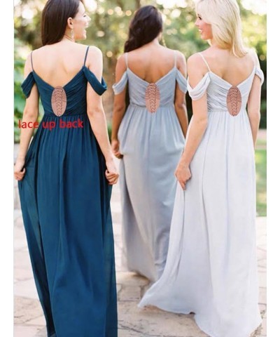 Women's Off Shoulder Long Bridesmaid Dresses Chiffon V Neck Formal Dress with Slit Wedding Party Gowns Sage Green $22.00 Dresses