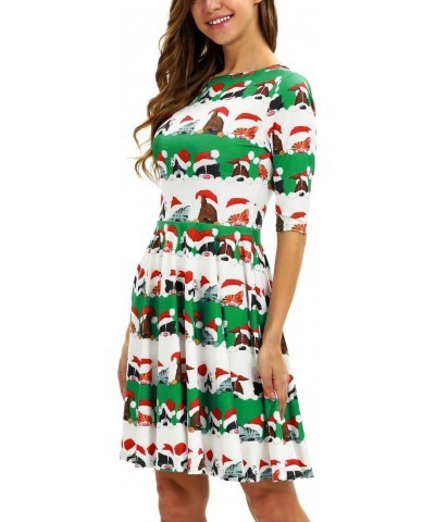 Women Christmas Dogs 3D Midi Sleeve Unique Casual Dress White S/M 14 $16.11 Dresses