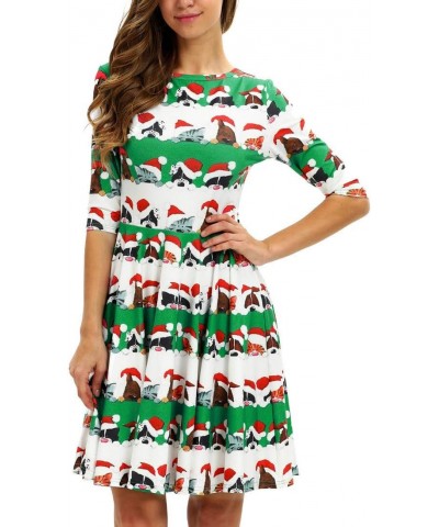 Women Christmas Dogs 3D Midi Sleeve Unique Casual Dress White S/M 14 $16.11 Dresses