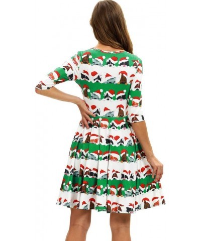 Women Christmas Dogs 3D Midi Sleeve Unique Casual Dress White S/M 14 $16.11 Dresses