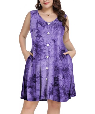 Women's Casual Dresses Tshirt Dresses Plus Size Summer Dresses V Neck Beach Cover Up Sundress with Pockets B-purple $13.77 Dr...