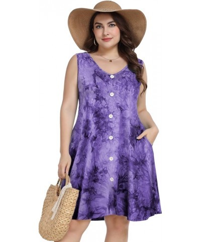 Women's Casual Dresses Tshirt Dresses Plus Size Summer Dresses V Neck Beach Cover Up Sundress with Pockets B-purple $13.77 Dr...