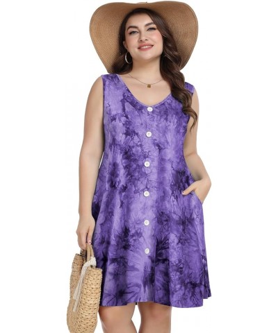 Women's Casual Dresses Tshirt Dresses Plus Size Summer Dresses V Neck Beach Cover Up Sundress with Pockets B-purple $13.77 Dr...