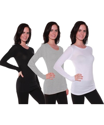 womens Crew Neck 3 Pack - White, H Grey, Black $14.56 Activewear