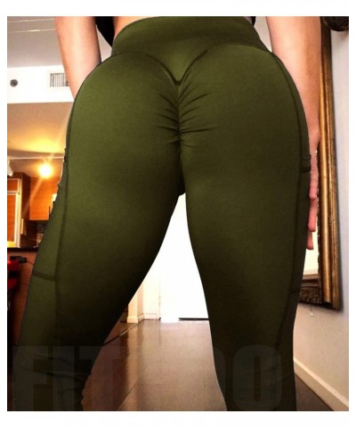 Womens Butt Lift Ruched Yoga Pants Sport Pants Workout Leggings Sexy High Waist Trousers Scrunch Butt Tight 1 Side Pocket Arm...