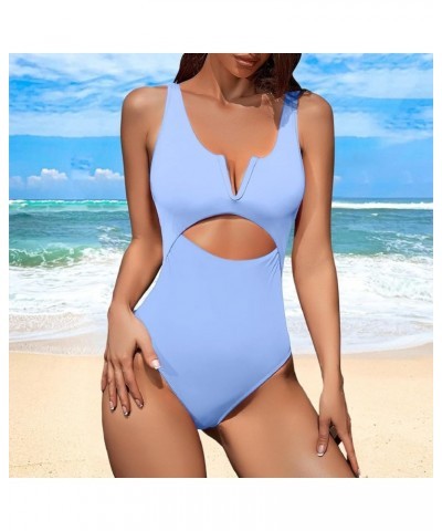 Women's Sexy One Piece Swimsuit 2024 Tummy Control Tankinis Set Plus Size V Neck Bathing Suit Beach Dress Z22-bu2 $11.39 Swim...