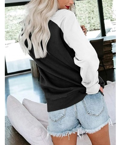 Womens Long Sleeve Sweatshirt Casual Crewneck Cute Pullover Tops Lightweight Sweatshirt with Pocket White Black $17.66 Hoodie...