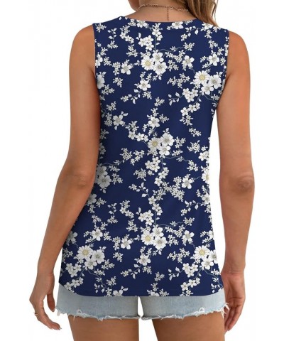 Women's Summer Sleeveless Tank Tops Casual Loose Fit Blouse Twist Front Tshirts White Floral-navy $10.25 Tops