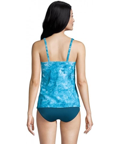 Women's Square Neck Underwire Tankini Top Swimsuit Adjustable Straps Turquoise/Baltic Teal Tie Dye $29.19 Swimsuits