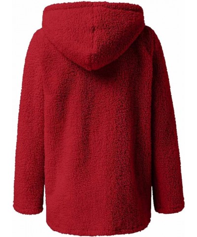 Women's Fur Jackets Fashion Solid Color Jacket Long Sleeve Zipper Hooded Plush Coat Fluffy Jackets, S-2XL 1-red $9.17 Jackets