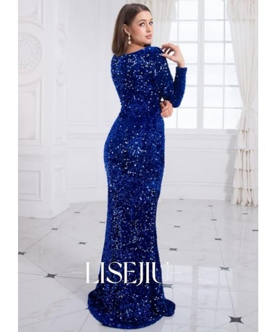 Sequin Prom Dress Long Sleeve Formal Dress Mermaid Sparkly Glitter Stretch Long Party Gown for Women Blush B $32.66 Dresses