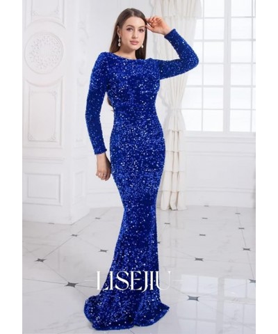 Sequin Prom Dress Long Sleeve Formal Dress Mermaid Sparkly Glitter Stretch Long Party Gown for Women Blush B $32.66 Dresses