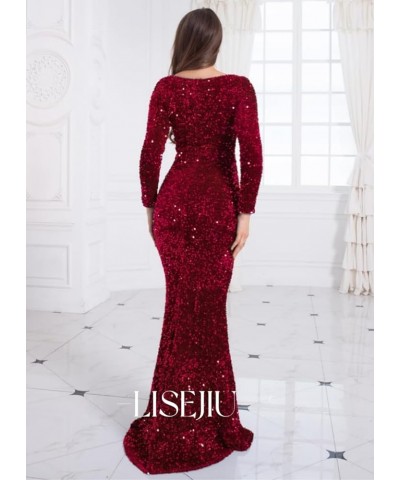 Sequin Prom Dress Long Sleeve Formal Dress Mermaid Sparkly Glitter Stretch Long Party Gown for Women Blush B $32.66 Dresses