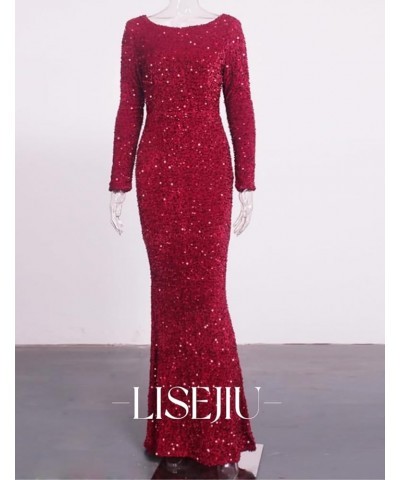 Sequin Prom Dress Long Sleeve Formal Dress Mermaid Sparkly Glitter Stretch Long Party Gown for Women Blush B $32.66 Dresses