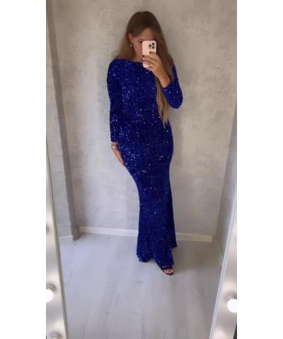 Sequin Prom Dress Long Sleeve Formal Dress Mermaid Sparkly Glitter Stretch Long Party Gown for Women Blush B $32.66 Dresses