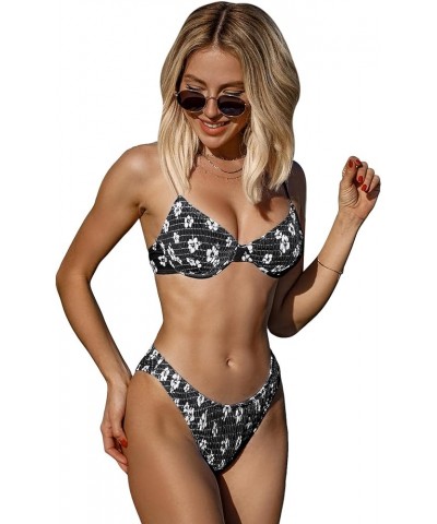 Women's 2 Piece Swimsuits Floral High Waisted Bikini Sets Push Up Triangle Bathing Suits Black $17.00 Swimsuits