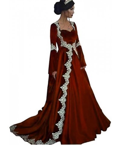 Women's Elegant Medieval Evening Formal Dresses Long Sleeves Velvet Wedding Bride Gown 1-reddish Brown $59.40 Dresses