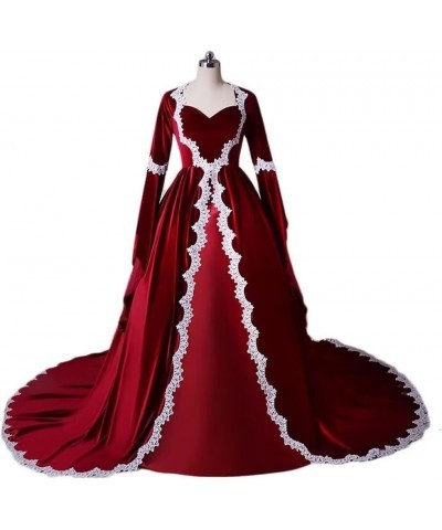 Women's Elegant Medieval Evening Formal Dresses Long Sleeves Velvet Wedding Bride Gown 1-reddish Brown $59.40 Dresses