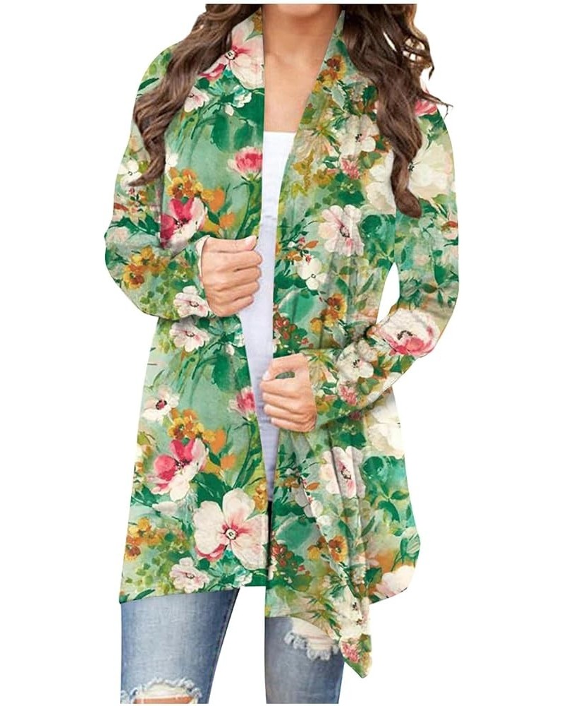 Long Sleeve Cardigan for Women Overszied Open Front Kimono Sweatshrits with Pockets Soft Loose Fit Tunic Shirts 4-green $10.7...