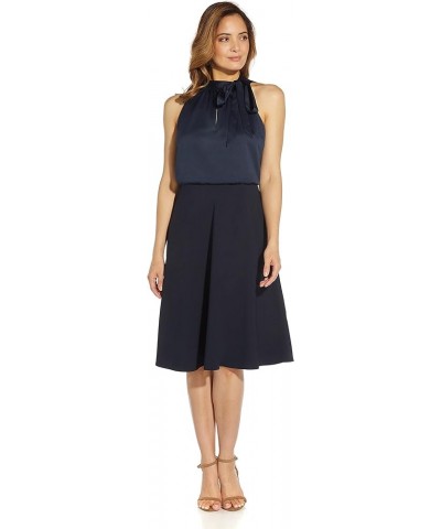 Women's Satin Crepe Halter Bias Dress Dark Navy $23.59 Dresses