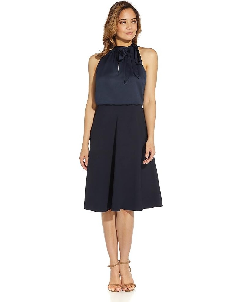 Women's Satin Crepe Halter Bias Dress Dark Navy $23.59 Dresses