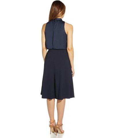 Women's Satin Crepe Halter Bias Dress Dark Navy $23.59 Dresses