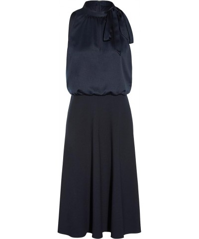 Women's Satin Crepe Halter Bias Dress Dark Navy $23.59 Dresses