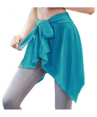 Women Yoga Ballet Wrap Skirt, Beach Cover Up Skirt, Athletic Skirt Sarong for Yoga Ballet Tennis Jogging 2238-cyan $10.59 Skirts