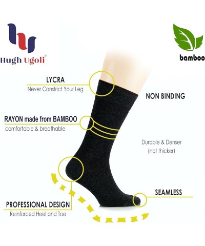 Women's Thin Soft Bamboo Crew Socks for Dress & Trouser, Seamless Toe & Non-Binding, 3 Pairs, Shoe Size 5-8/9-11 Navy Blue/Gr...