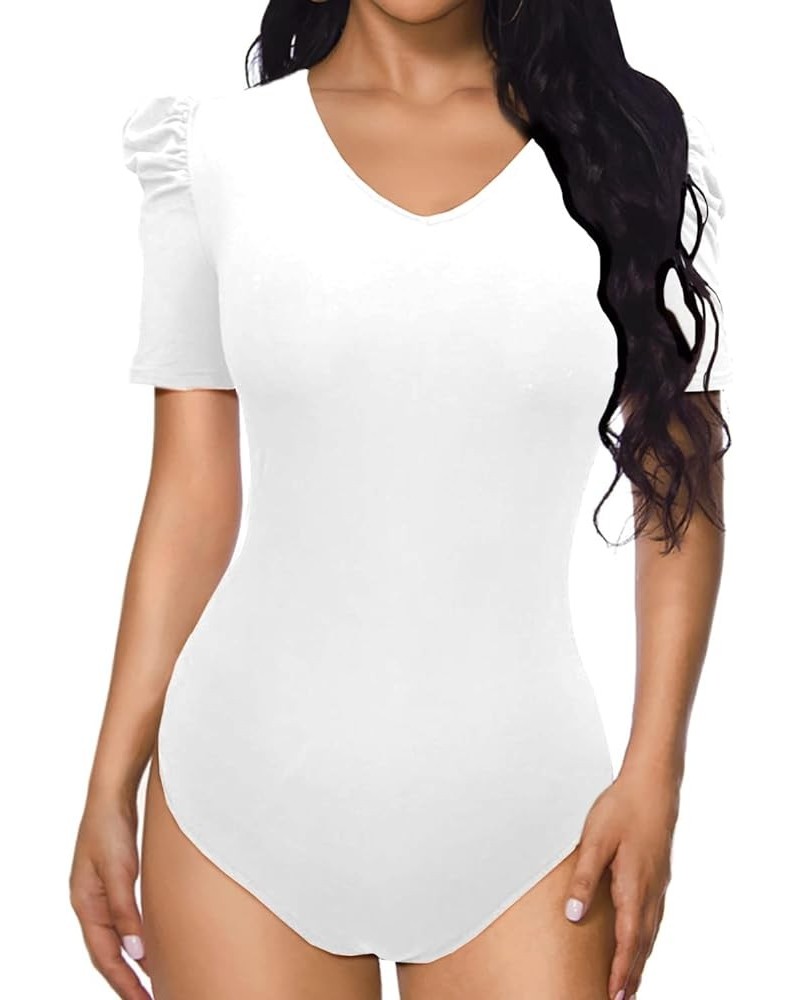 Women's Short Sleeve/Sleeveless Stretchy Bodysuit Tops T Shirts Tees 11-white $7.94 Bodysuits