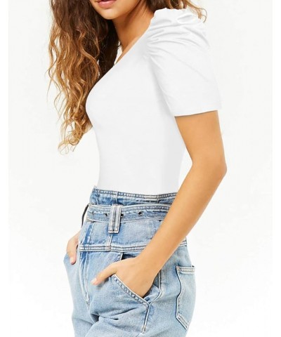 Women's Short Sleeve/Sleeveless Stretchy Bodysuit Tops T Shirts Tees 11-white $7.94 Bodysuits