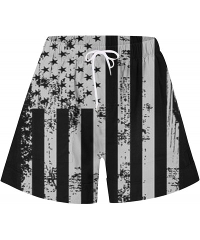 Women's Independence Day Shorts Drawstring Elastic Waist Shorts USA Flag Star Stripes Printed Summer Casual Loose Comfy A02 B...