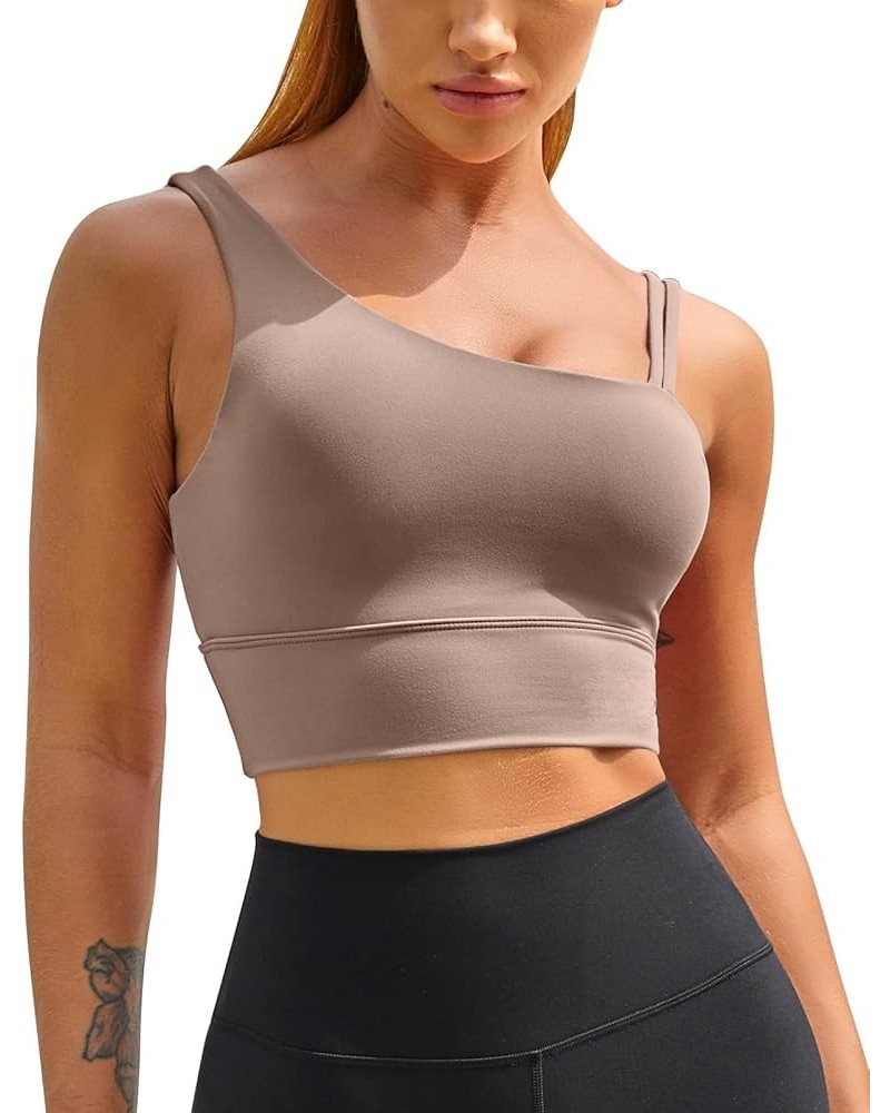 Womens Long Line Sports Bra One Strap Workout Crop Tank Tops Supportive Yoga Open Back Asymmetrical Activewear Purple Gray $1...