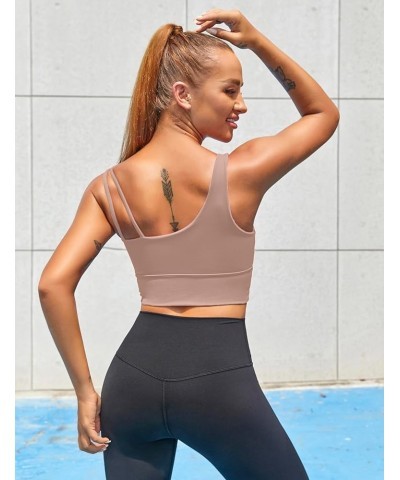 Womens Long Line Sports Bra One Strap Workout Crop Tank Tops Supportive Yoga Open Back Asymmetrical Activewear Purple Gray $1...