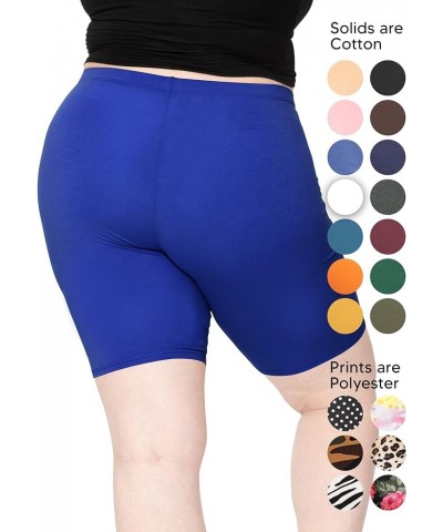 Women's Plus Size Cotton Biker Shorts | Cotton | X-Large - 7X Royal Blue $11.28 Activewear