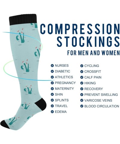 Sport Word Knee High Socks Compression Socks for Women Men Kid for Running Sports Nurse Funny Crocodile $10.79 Activewear