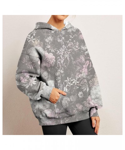 Womens Sweatshirts Trendy Camo Hoodie Maple-Leaf Print Hooded Long Sleeve Tops with Pocket Fall Clothes for Women M09-dark Gr...