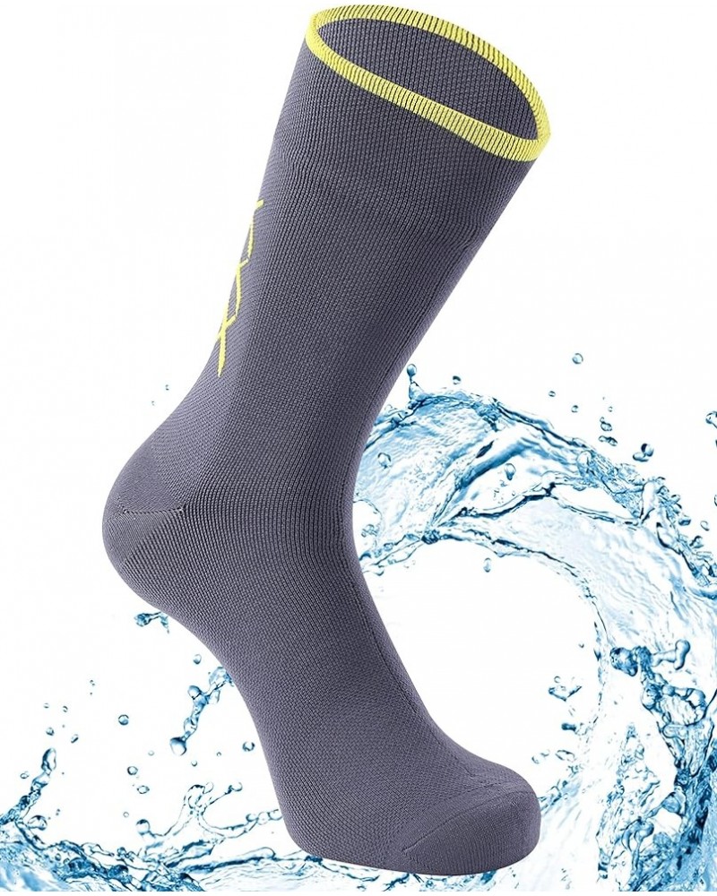 Waterproof Breathable Socks, Unisex Cushioned Outdoor Sports Hiking Wading Trail Runing Skiing Crew Socks Grey $12.00 Activewear