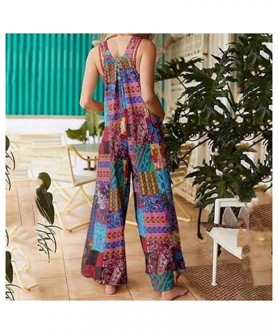 Women Summer Casual Jumpsuit Boho Sleeveless Suspender Overalls Romper Pants with Pockets Bohemian Style Trousers Blue a $12....