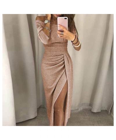 Women's Summer Bodycon Maxi 2024 Tube Dress Strapless Side Slit Elegant Cocktail Party Wedding Guest Dresses 01-orange $5.58 ...