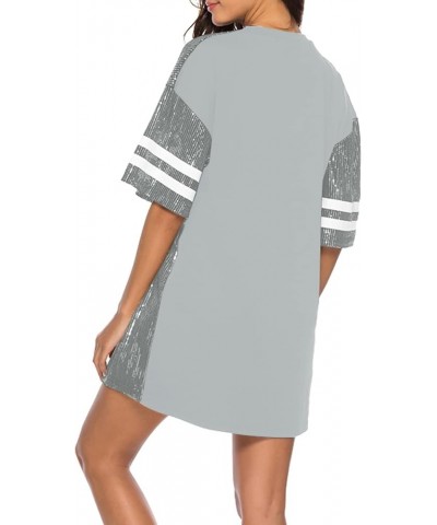 Juniors Short Sleeve Sequin Funny Dress Shirts A Gray $22.52 Activewear