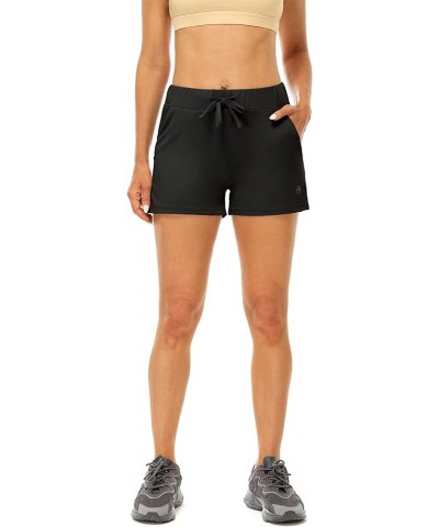 Running Workout Shorts for Women - Gym Yoga Exercise Athletic Shorts with Pockets Black $8.80 Activewear