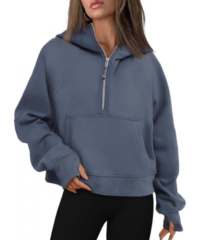 Hoodies for Women Zip Up Fashion Cropped Sweatshirts Long Sleeve Fall Winter Fuzzy Warm Pullover Outfits Clothes A-gray Blue ...