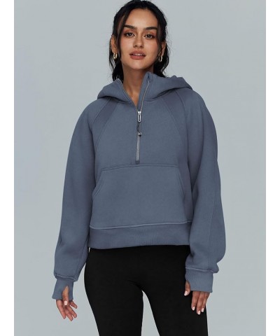 Hoodies for Women Zip Up Fashion Cropped Sweatshirts Long Sleeve Fall Winter Fuzzy Warm Pullover Outfits Clothes A-gray Blue ...