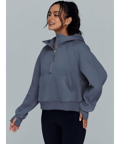 Hoodies for Women Zip Up Fashion Cropped Sweatshirts Long Sleeve Fall Winter Fuzzy Warm Pullover Outfits Clothes A-gray Blue ...