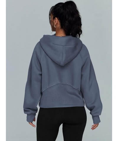 Hoodies for Women Zip Up Fashion Cropped Sweatshirts Long Sleeve Fall Winter Fuzzy Warm Pullover Outfits Clothes A-gray Blue ...